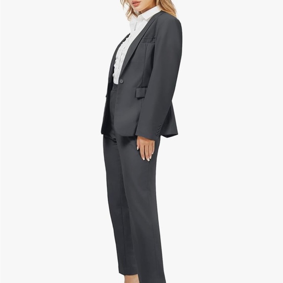 Women's Gray Suit Set by Kelyaa 2 Piece Blazer and Pants Work Suit Sz L - Picture 5 of 10